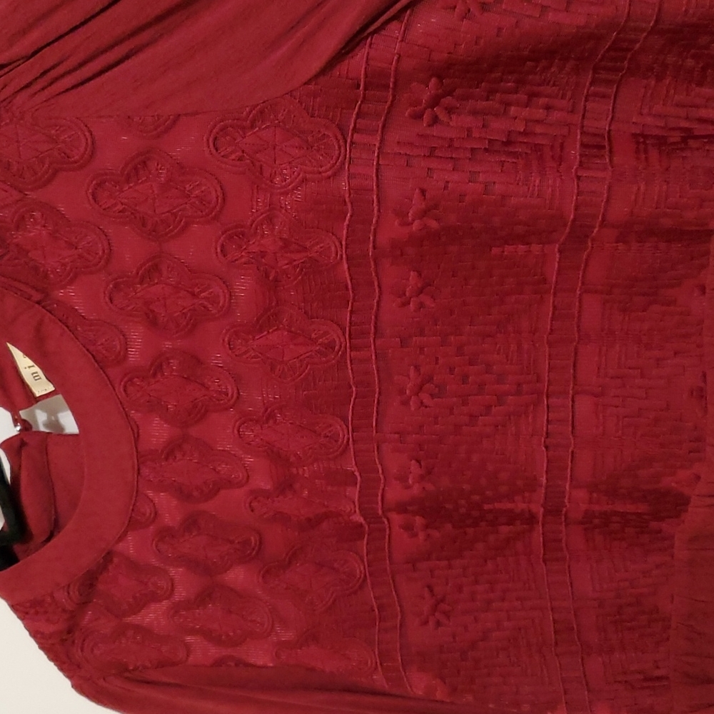 Wine colored blouse with crochet detailing